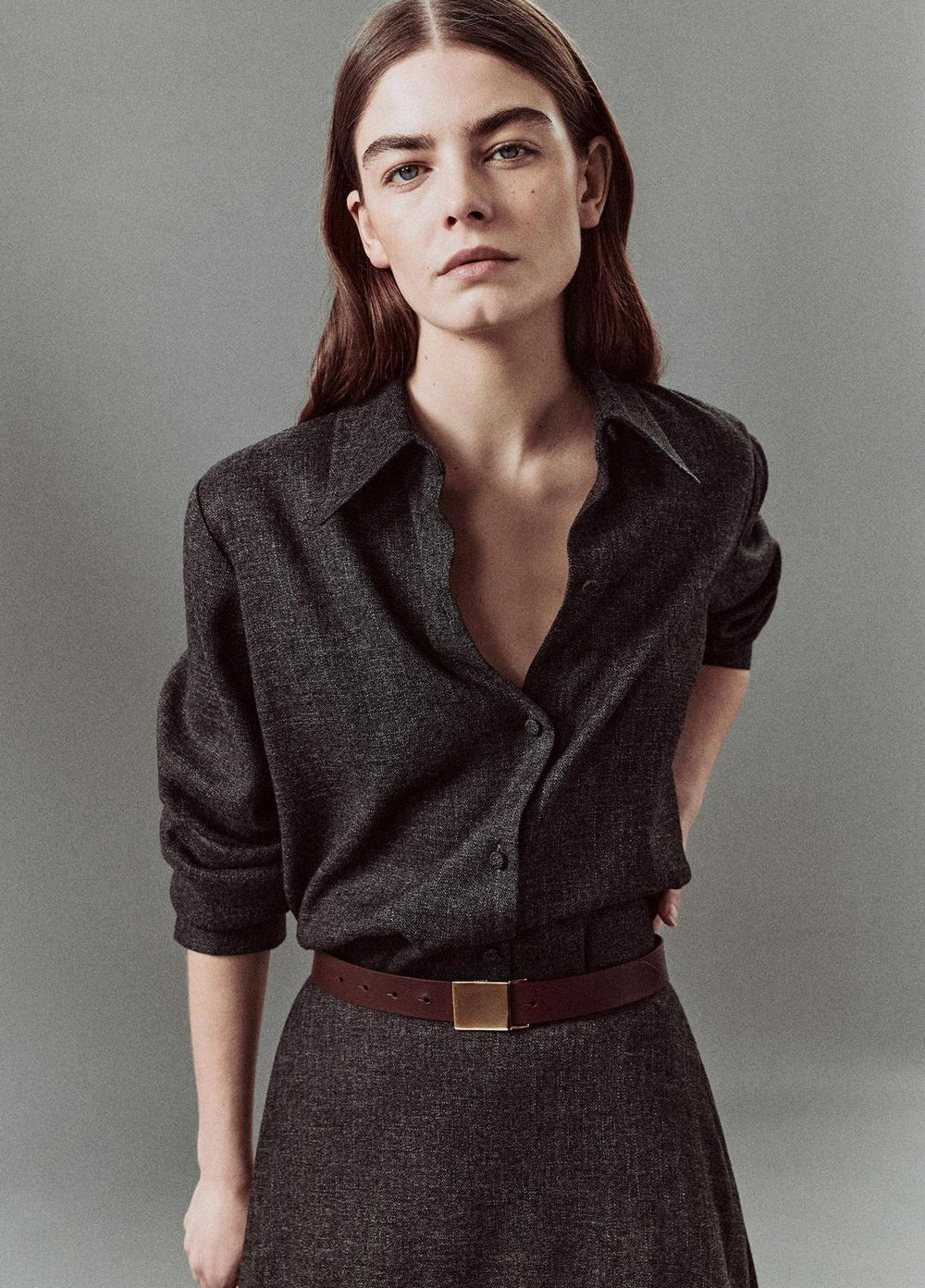 Italian Jaspe Relaxed Button-Front Shirt in Long Sleeve | Vince for sale