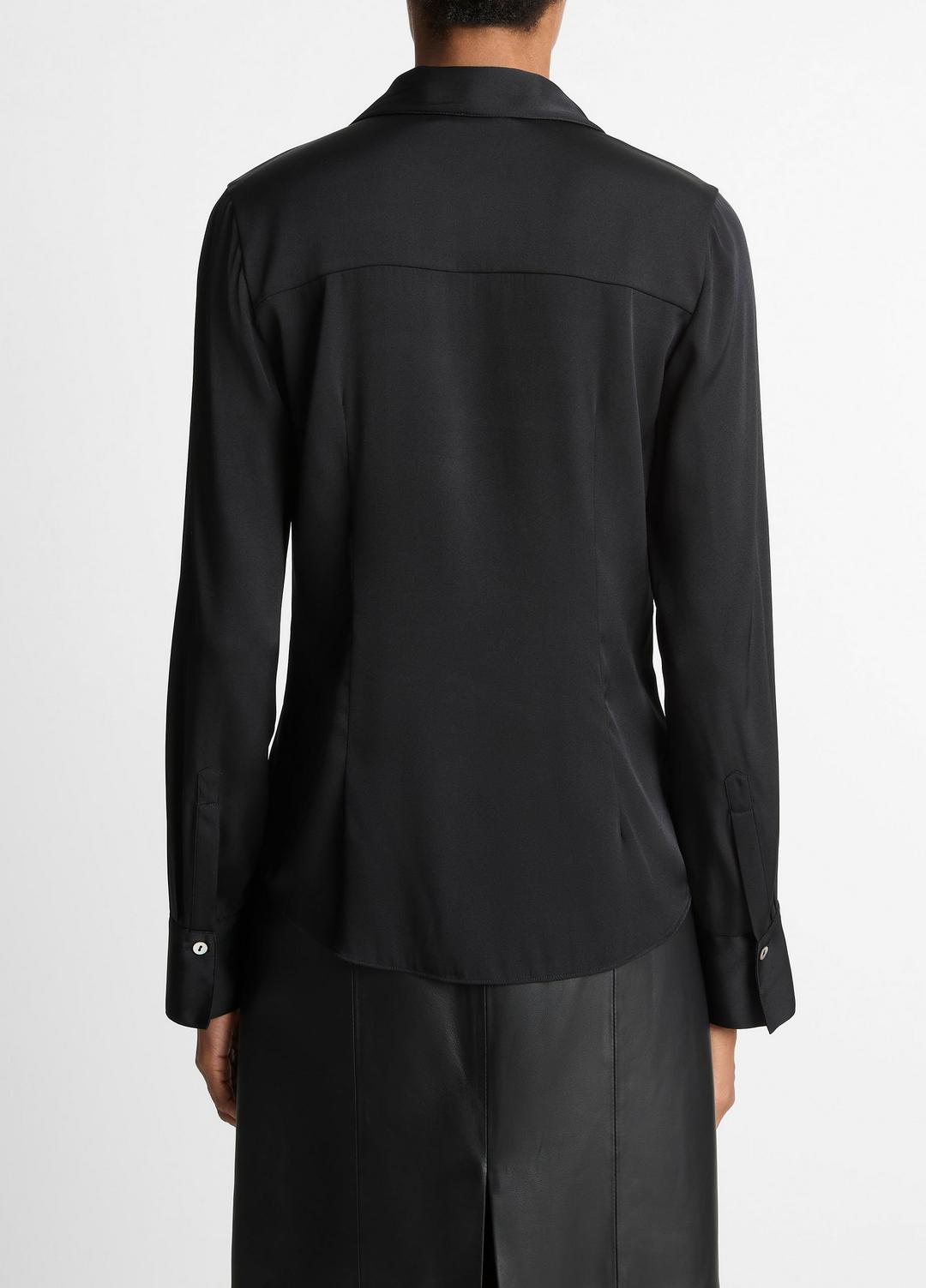 Silk-Blend Slim Button-Front Blouse in Long Sleeve | Vince on sale