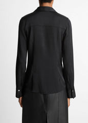 Silk-Blend Slim Button-Front Blouse in Long Sleeve | Vince on sale