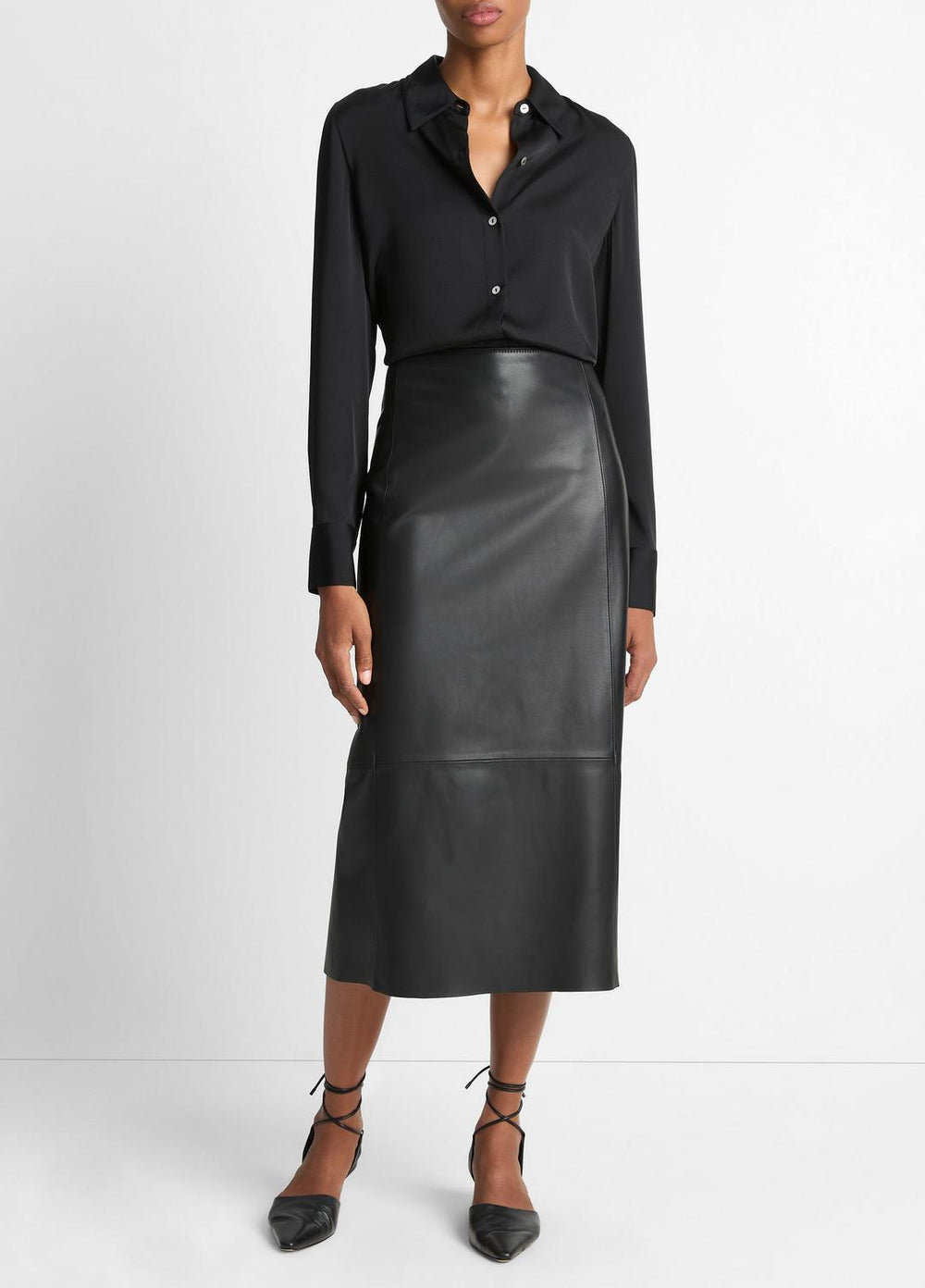 Silk-Blend Slim Button-Front Blouse in Long Sleeve | Vince on sale