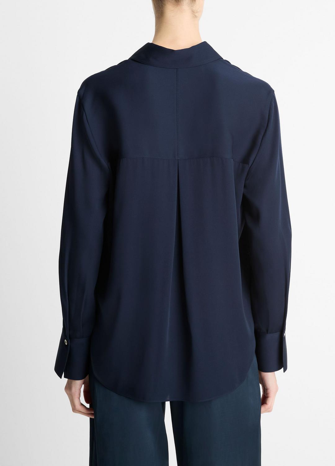 Stretch-Silk Button-Front Blouse in Long Sleeve | Vince US