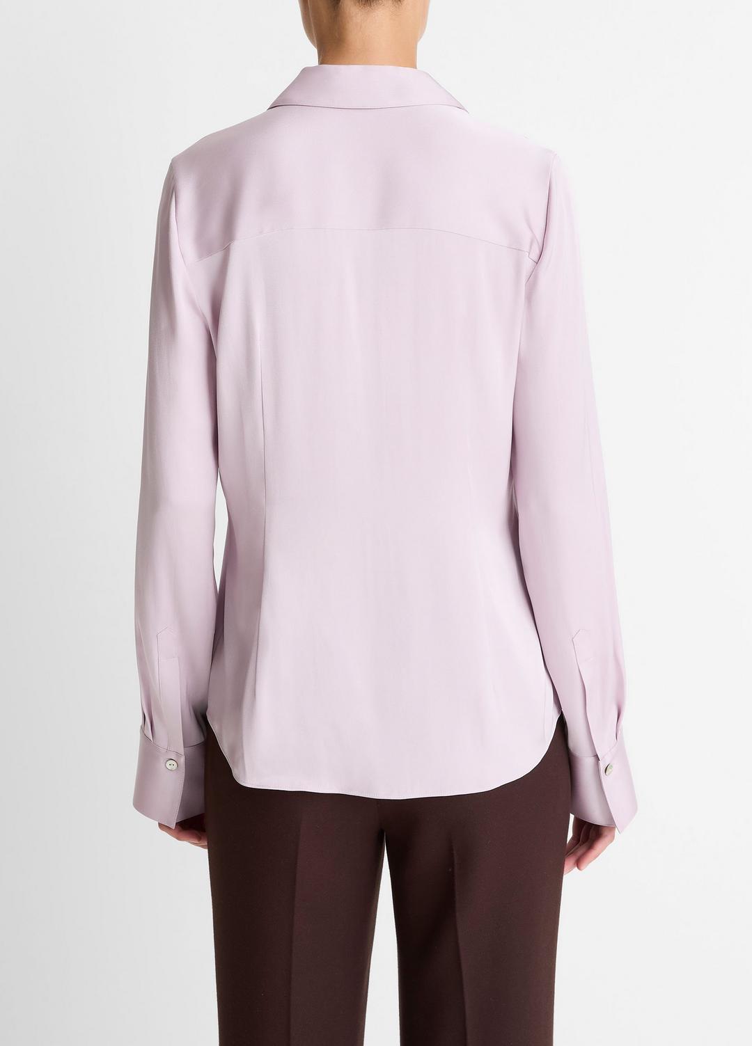 Silk-Blend Slim Button-Front Blouse in Long Sleeve | Vince Online