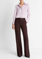 Silk-Blend Slim Button-Front Blouse in Long Sleeve | Vince Online