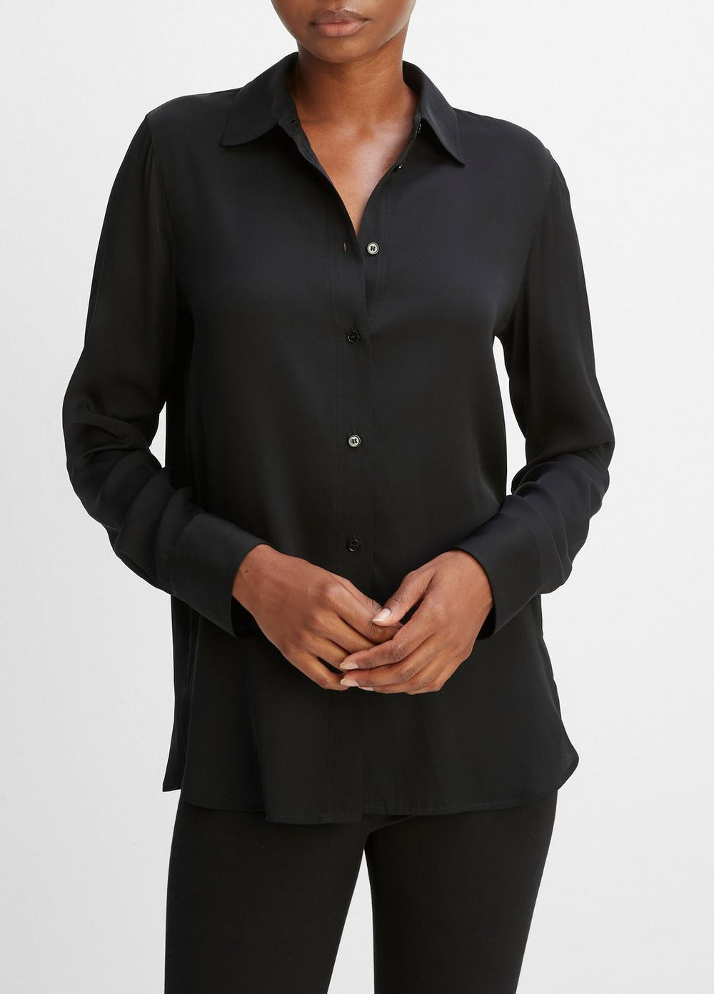 Slim Fitted Stretch-Silk Blouse in Long Sleeve | Vince discount