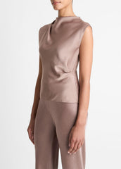 Satin Draped Cowl-Neck Top in Tank Tops | Vince near me