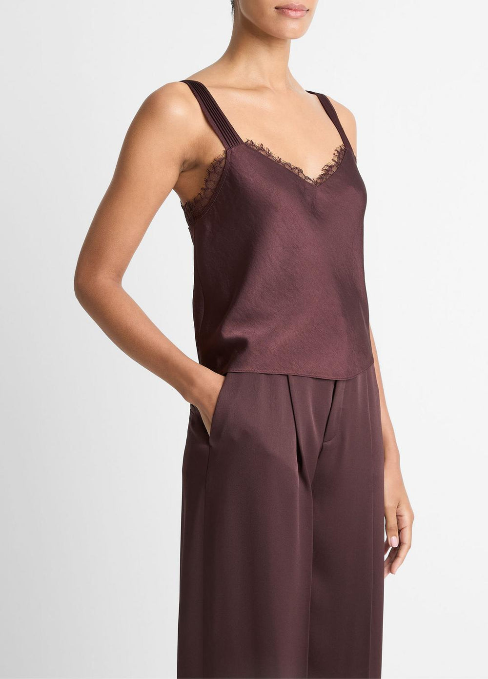 Lace-Trim Satin Camisole in Tank Tops | Vince outlet