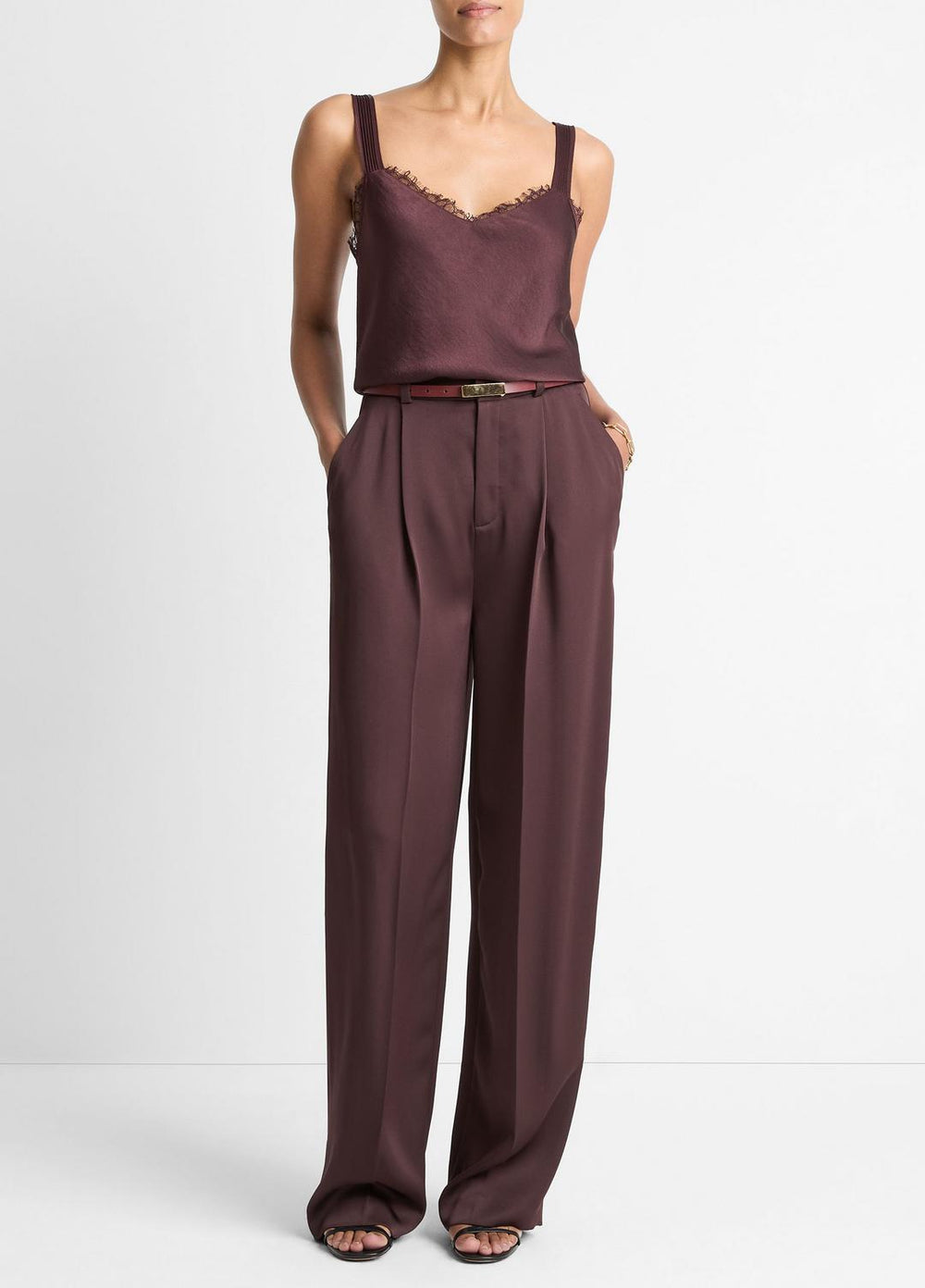 Lace-Trim Satin Camisole in Tank Tops | Vince outlet