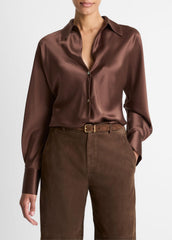 Silk Bias Long-Sleeve Blouse in Long Sleeve | Vince US