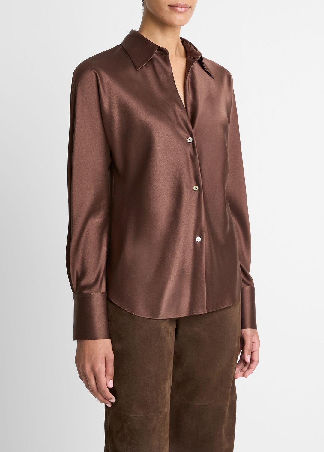 Silk Bias Long-Sleeve Blouse in Long Sleeve | Vince US
