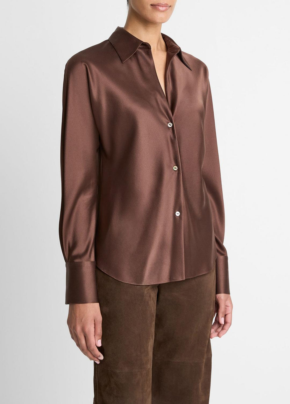 Silk Bias Long-Sleeve Blouse in Long Sleeve | Vince US