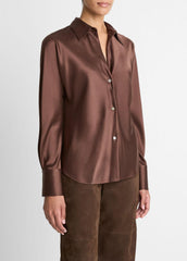 Silk Bias Long-Sleeve Blouse in Long Sleeve | Vince US