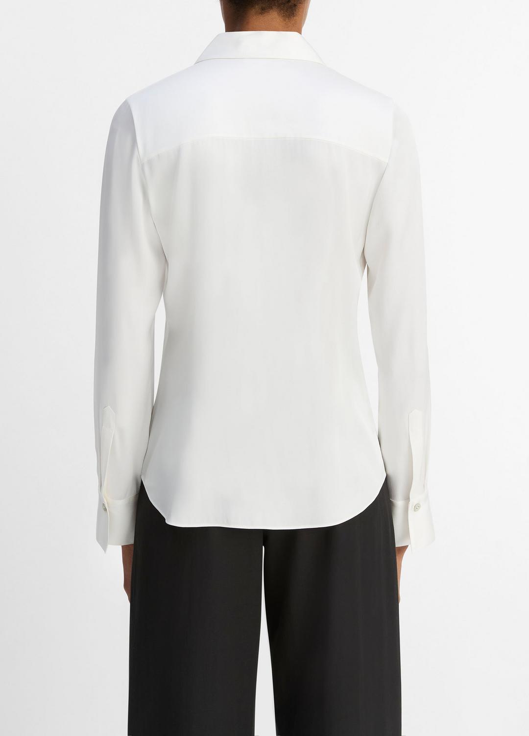 Silk-Blend Slim Button-Front Blouse in Long Sleeve | Vince Online