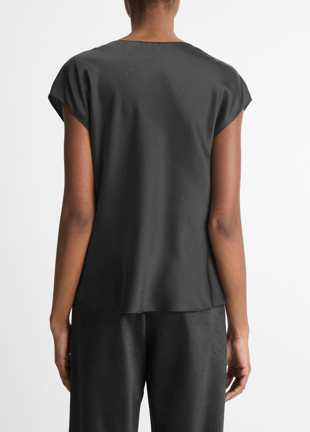 Silk Cowl-Neck Blouse in Short Sleeve | Vince discount