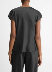 Silk Cowl-Neck Blouse in Short Sleeve | Vince discount