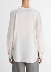 Silk Satin Band-Collar Blouse in Long Sleeve | Vince outlet