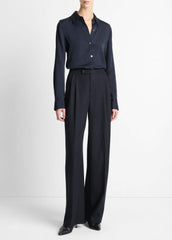 Silk-Blend Slim Button-Front Blouse in Long Sleeve | Vince sale