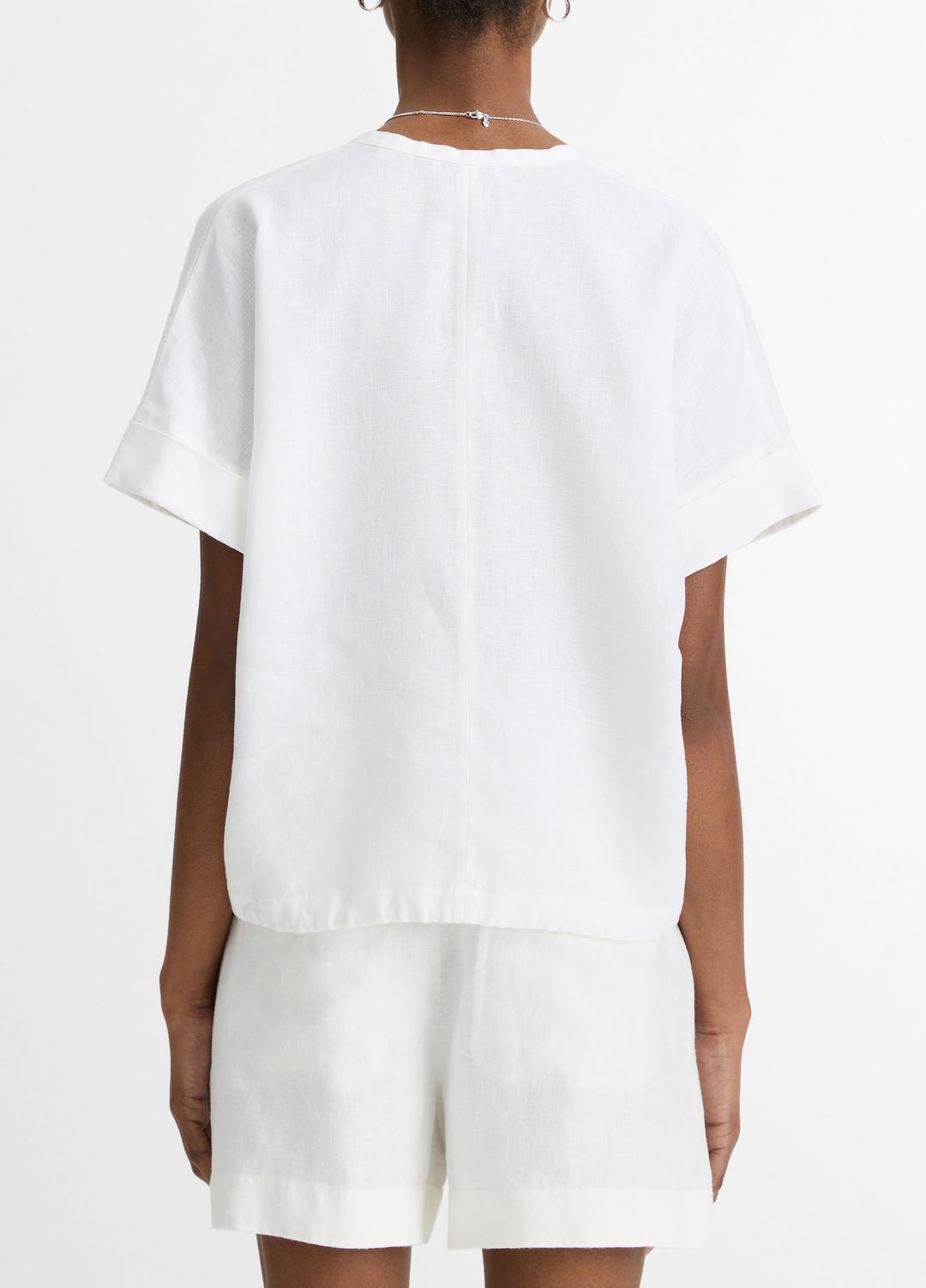 Linen Drawcord-Hem Blouse in Short Sleeve | Vince for sale