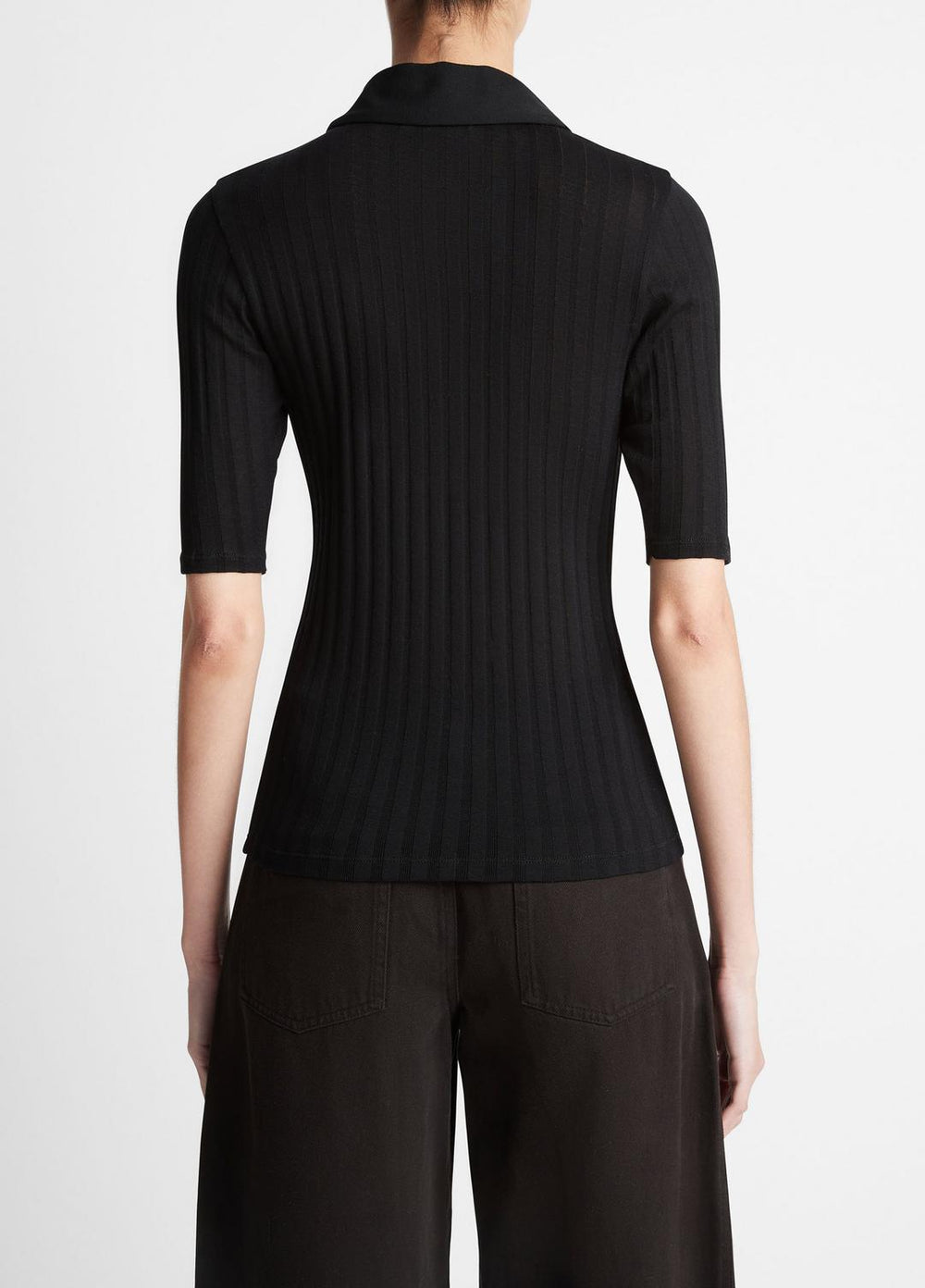 Cotton Elbow-Sleeve Polo Shirt in Short Sleeve | Vince on sale