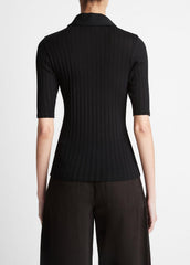 Cotton Elbow-Sleeve Polo Shirt in Short Sleeve | Vince on sale