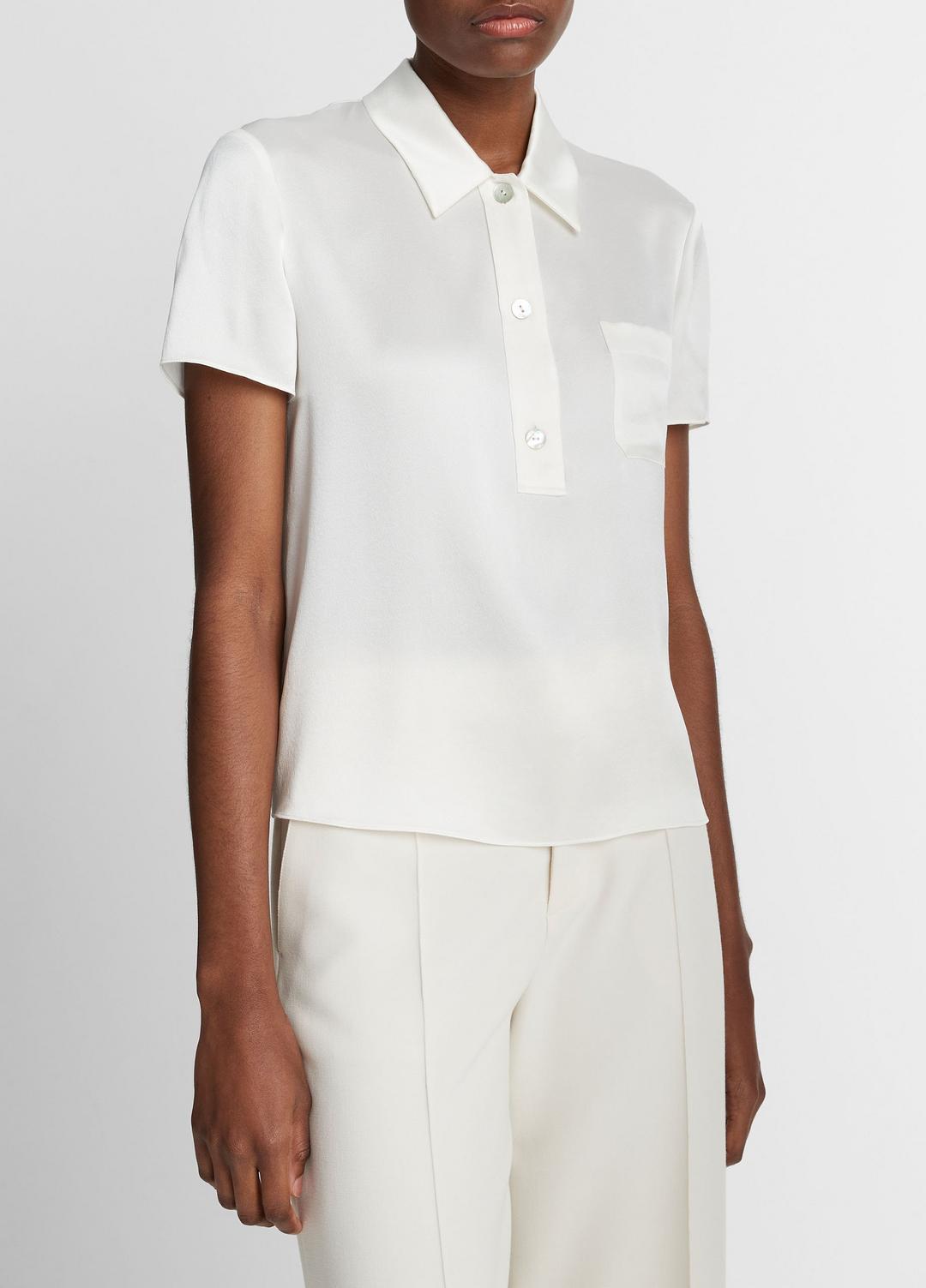 Silk Short-Sleeve Polo Shirt in Short Sleeve | Vince discount