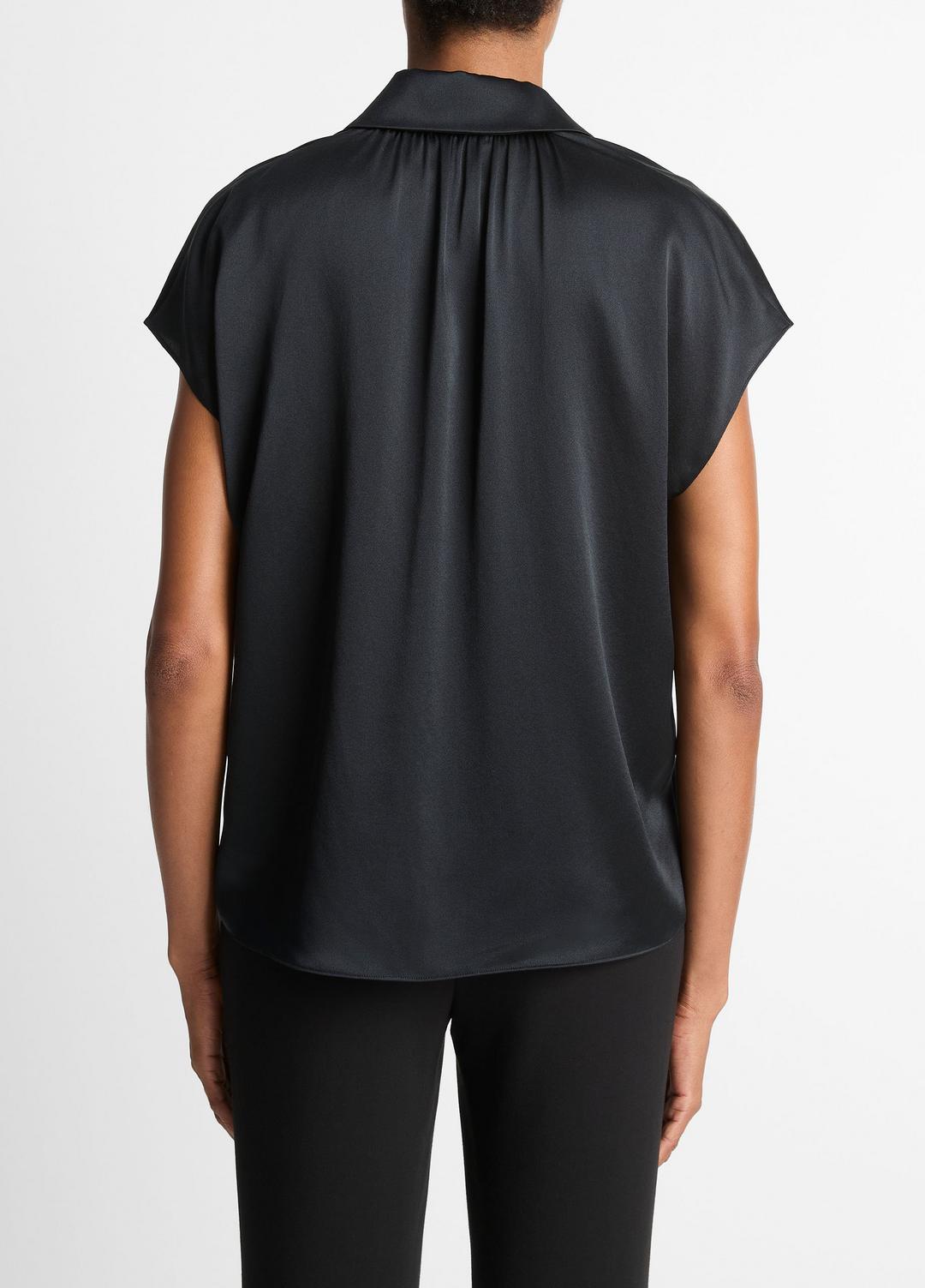 Silk Cap-Sleeve Ruched-Back Blouse in Short Sleeve | Vince near me