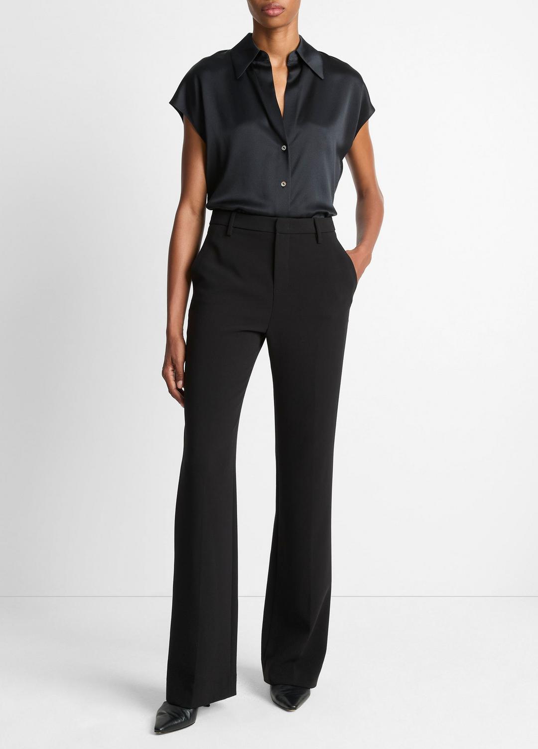 Silk Cap-Sleeve Ruched-Back Blouse in Short Sleeve | Vince near me