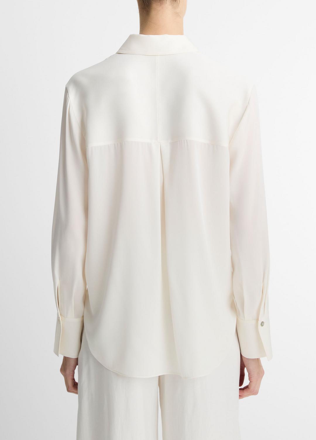 Stretch-Silk Button-Front Blouse in Long Sleeve | Vince outlet