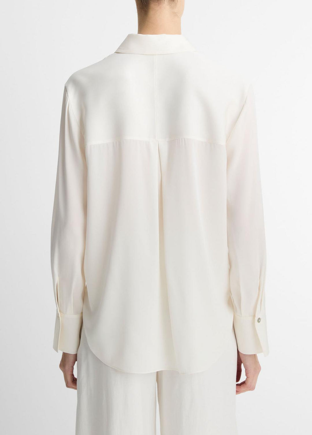 Stretch-Silk Button-Front Blouse in Long Sleeve | Vince outlet