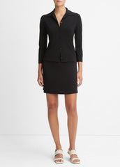 Three-Quarter-Sleeve Button-Front Polo Top in Long Sleeve | Vince sale