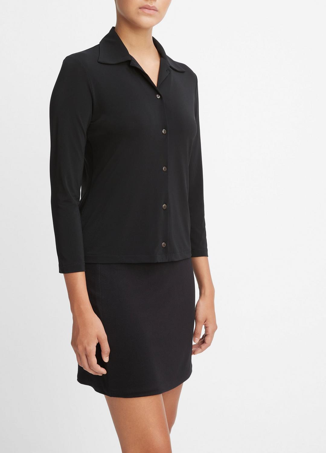 Three-Quarter-Sleeve Button-Front Polo Top in Long Sleeve | Vince sale