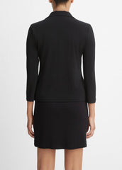 Three-Quarter-Sleeve Button-Front Polo Top in Long Sleeve | Vince sale