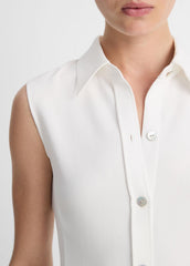 Sleeveless Button-Front Shirt in Short Sleeve | Vince for sale