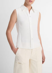 Sleeveless Button-Front Shirt in Short Sleeve | Vince for sale