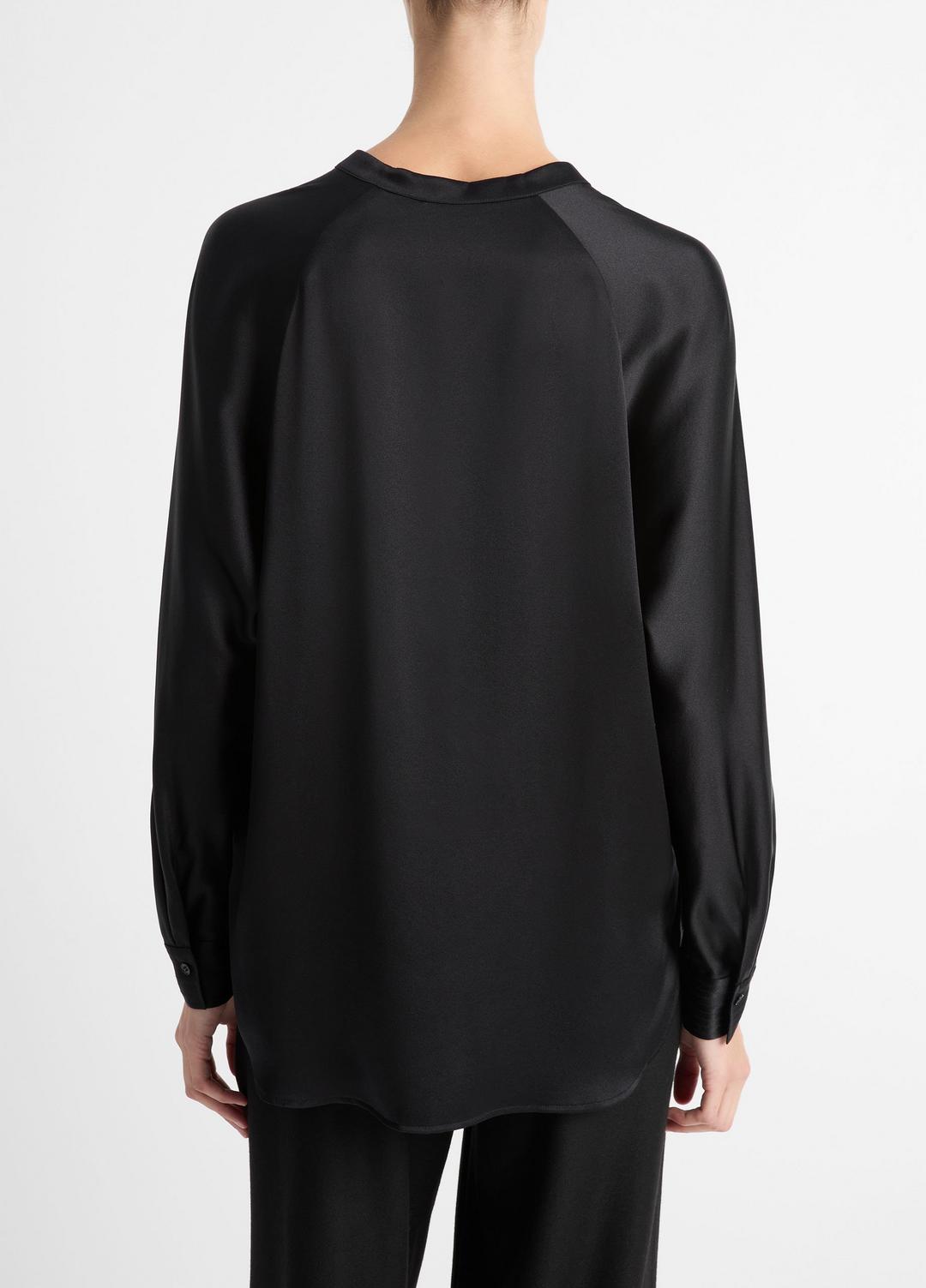 Silk Satin Band-Collar Blouse in Long Sleeve | Vince on sale
