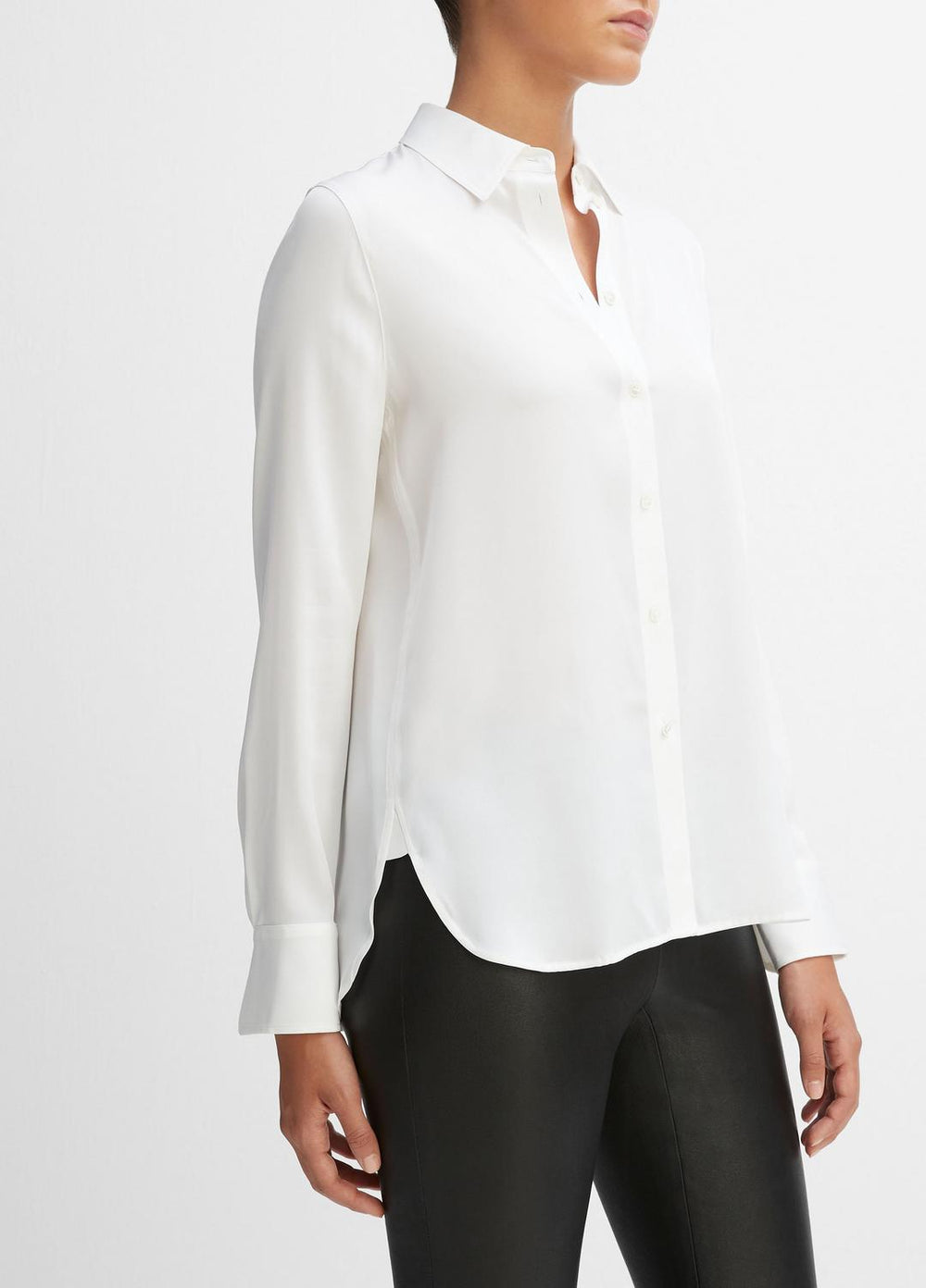 Slim Fitted Stretch-Silk Blouse in Long Sleeve | Vince US