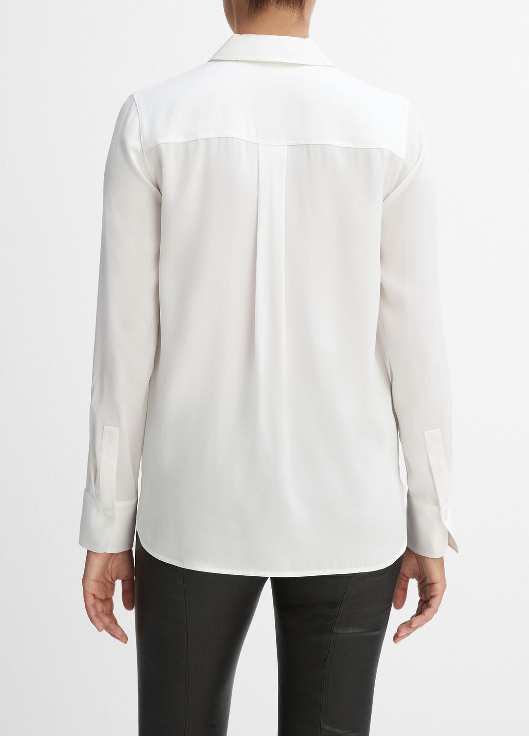 Slim Fitted Stretch-Silk Blouse in Long Sleeve | Vince US