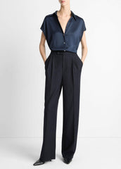 Silk Cap-Sleeve Ruched-Back Blouse in Short Sleeve | Vince discount