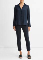 Slim Fitted Stretch-Silk Blouse in Long Sleeve | Vince near me