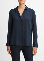 Slim Fitted Stretch-Silk Blouse in Long Sleeve | Vince near me