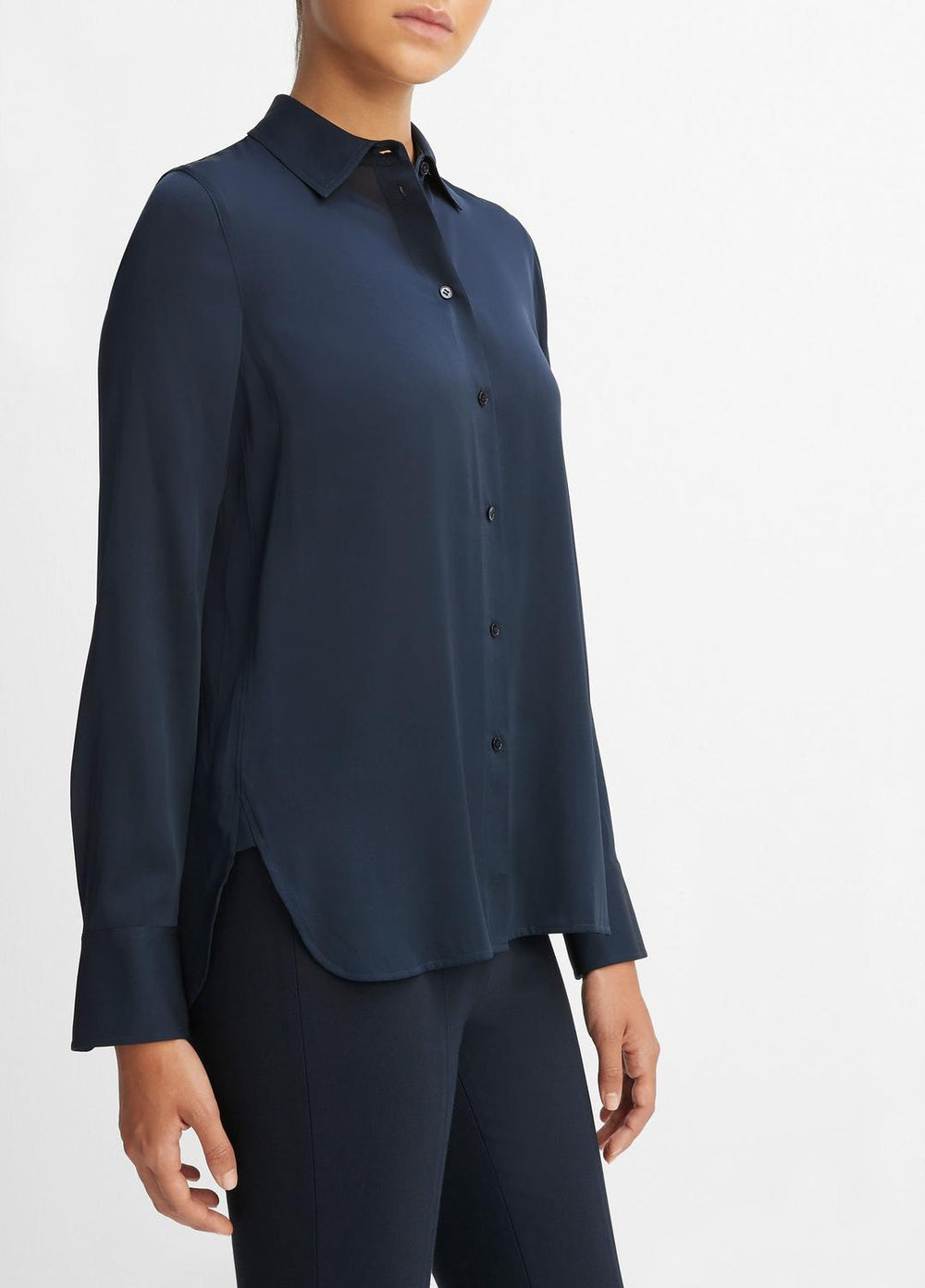 Slim Fitted Stretch-Silk Blouse in Long Sleeve | Vince near me