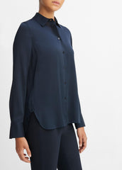 Slim Fitted Stretch-Silk Blouse in Long Sleeve | Vince near me