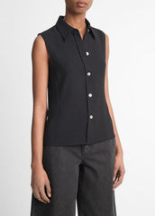 Sleeveless Button-Front Shirt in Short Sleeve | Vince outlet