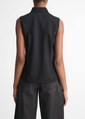 Sleeveless Button-Front Shirt in Short Sleeve | Vince outlet