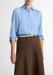 Stretch-Silk Button-Front Blouse in Long Sleeve | Vince sale