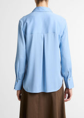 Stretch-Silk Button-Front Blouse in Long Sleeve | Vince sale