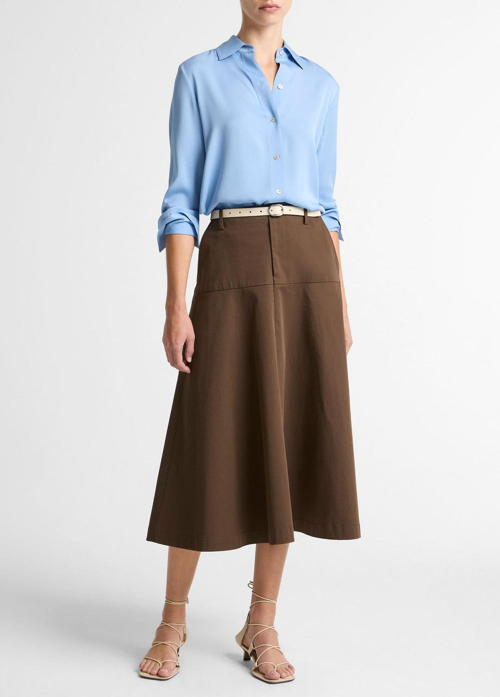Stretch-Silk Button-Front Blouse in Long Sleeve | Vince sale