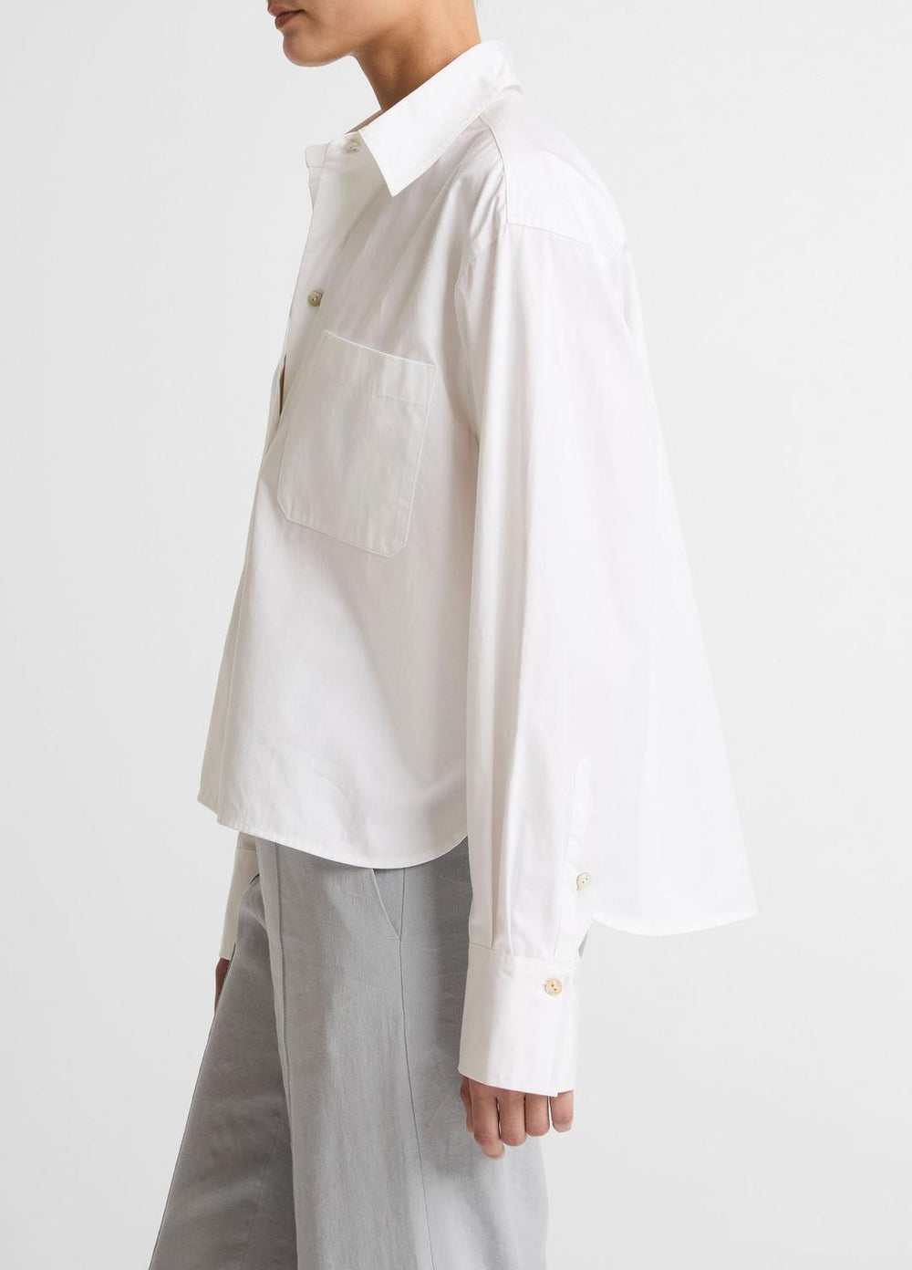 Cotton Cropped Button-Front Shirt  in Long Sleeve | Vince for sale