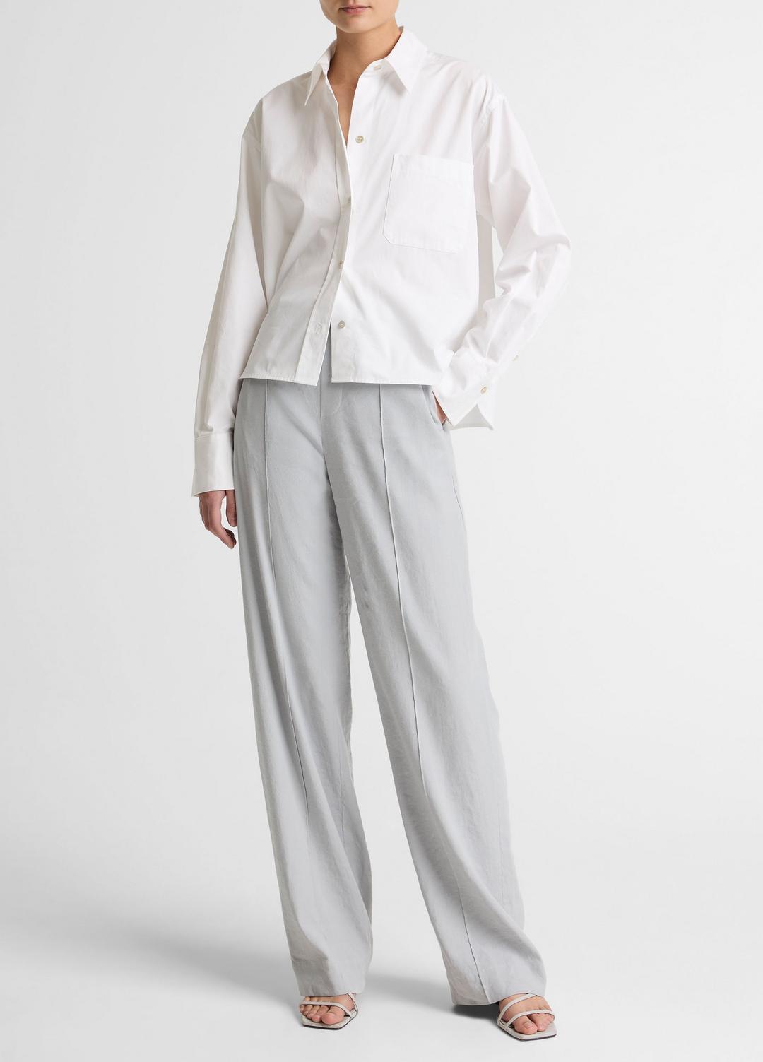 Cotton Cropped Button-Front Shirt  in Long Sleeve | Vince for sale