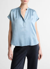 Silk Gathered Cap-Sleeve Blouse in Short Sleeve | Vince on sale