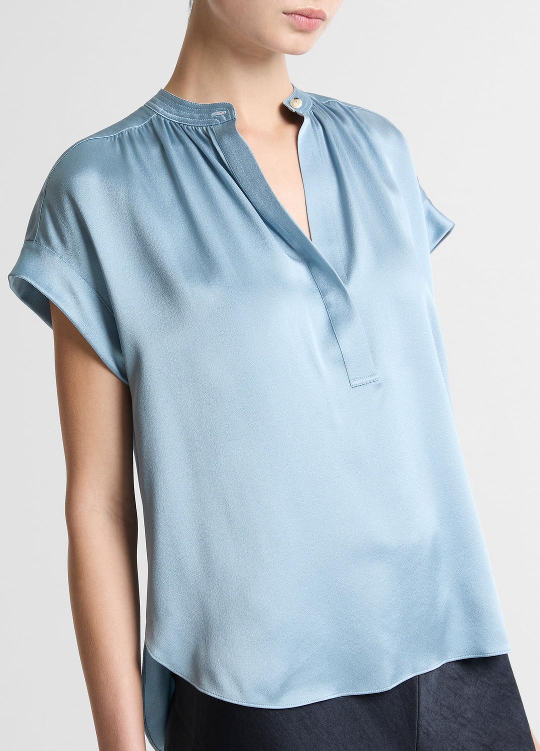 Silk Gathered Cap-Sleeve Blouse in Short Sleeve | Vince on sale